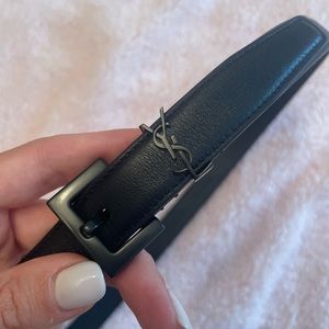 Sold - YSL Narrow Mammogram Belt - Black